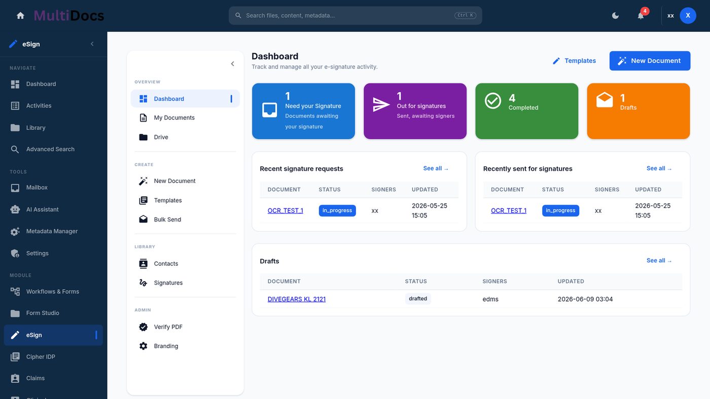 E-Sign — track every signature request